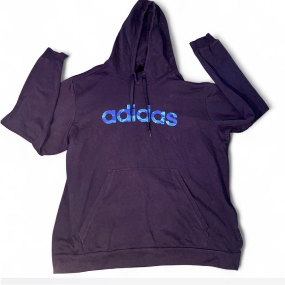 Adidas Navy Hoodie with Dark Blue Drawstrings - Picture 1 of 3